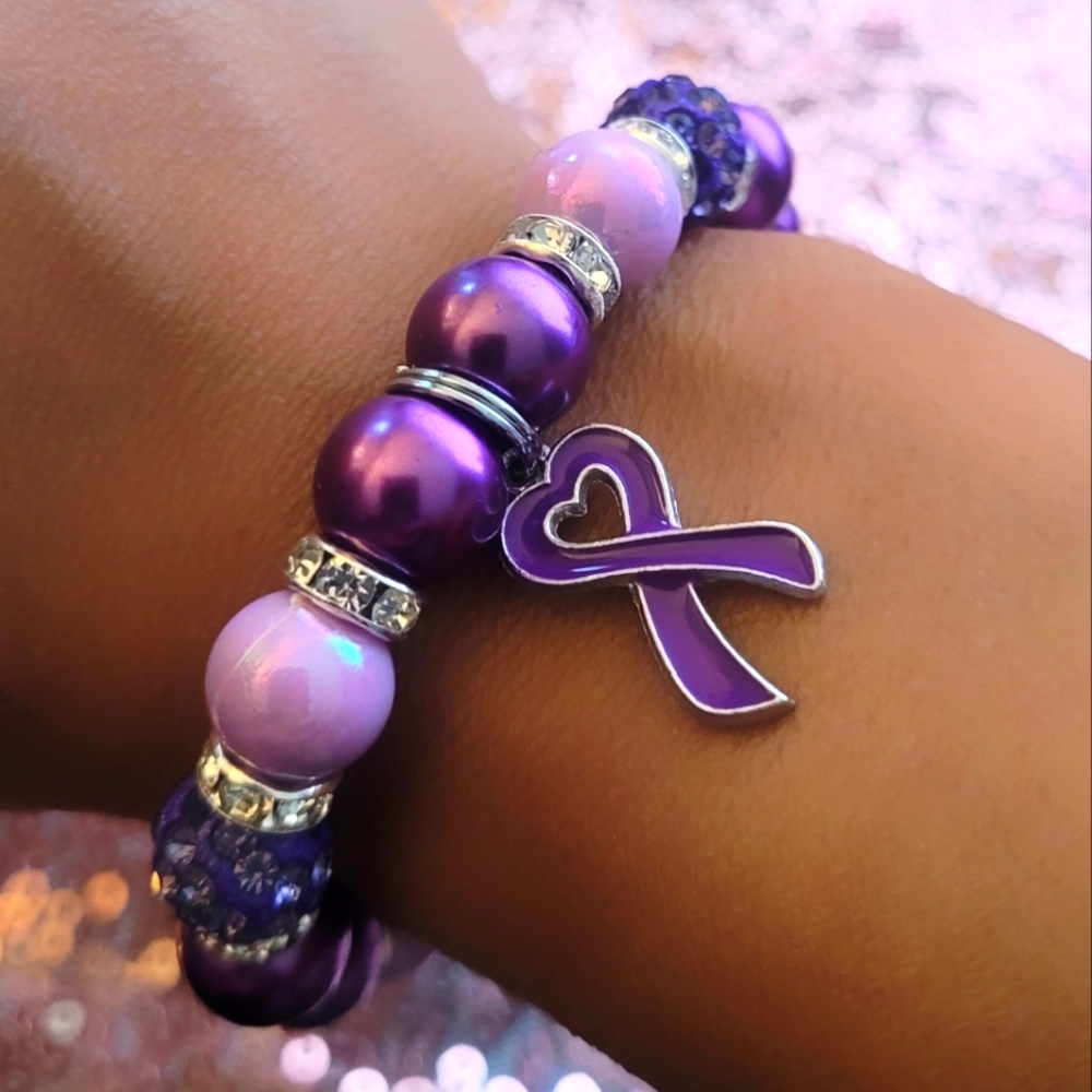 Purple Awareness Ribbon Charm Bracelet